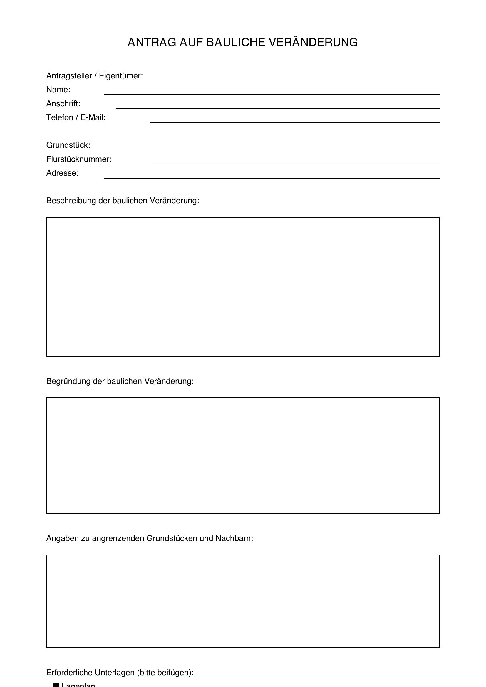 Antrag Bauliche Veränderung Vorlage
