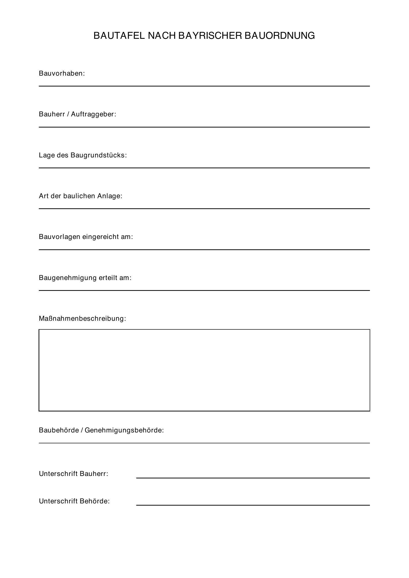 Bautafel Bayern Vorlage