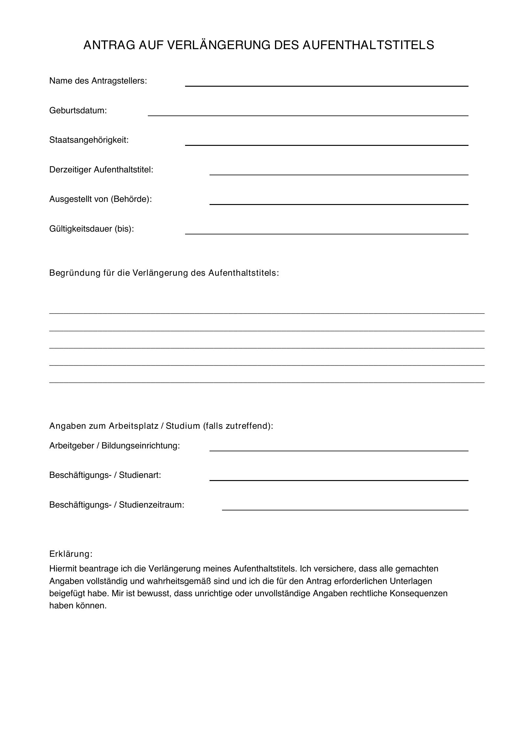 Verlängerung Aufenthaltstitel E-Mail Schreiben Muster